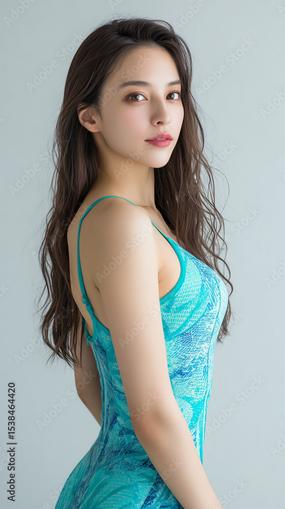 Fototapeta premium 水泳,美女, 女性, 水着, 美しい, 顔, モデル, 日本, 韓国, アジア