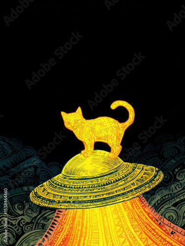 cat with ufo