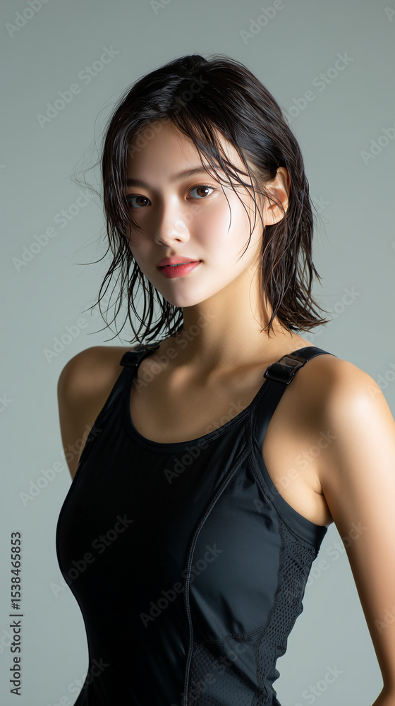 Fototapeta premium 水泳,美女, 女性, 水着, 美しい, 顔, モデル, 日本, 韓国, アジア