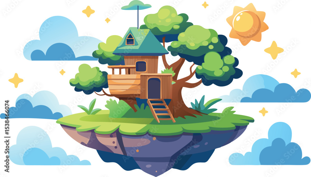 Fototapeta premium house tree cartoon farm