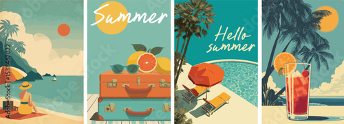 vintage style summer travel vacation poster collection