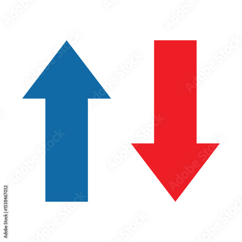 Free Download up and down direction arrow icon. green up and red down arrow icon. navigation direction icon for infographic, web, app, game design. upward and downward. vector illustration and transparent PNG. - GFXLoad