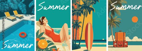 vintage style summer travel vacation poster collection