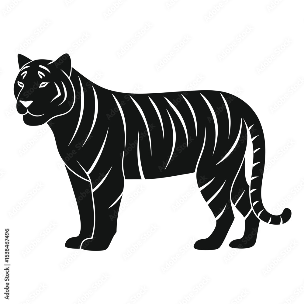 Fototapeta premium Silhouette of a Majestic Tiger Standing Proudly in Elegant Simplicity