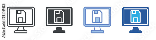 Save icon set multiple style collection