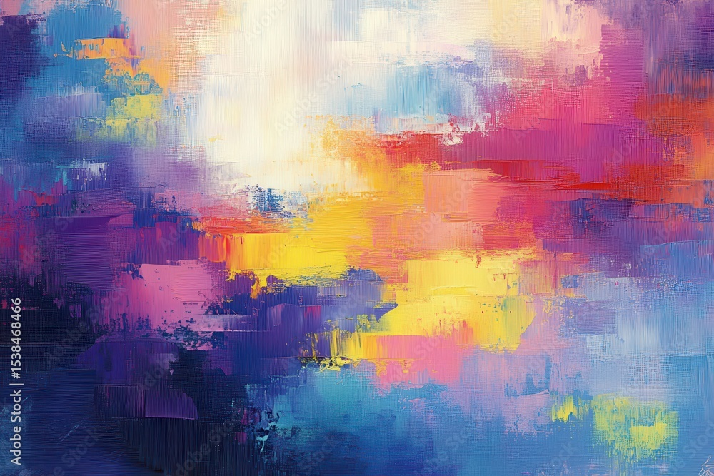 Naklejka premium Modern impressionism wall poster with vivid colors and abstract patterns capturing a blend of emotions through bold brush strokes