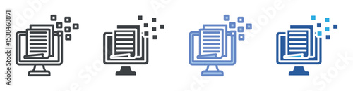 Digital File icon set multiple style collection