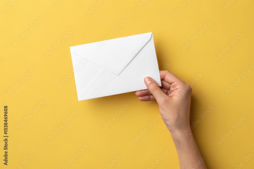 Fototapeta premium Hand Holding a White Envelope