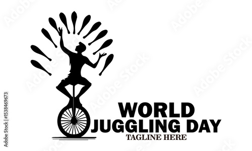 World juggling day icon. World juggling day vector illustration, world juggling day logo design. Celebration with juggler standing