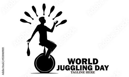 World juggling day icon. World juggling day vector illustration, world juggling day logo design. Celebration with juggler standing