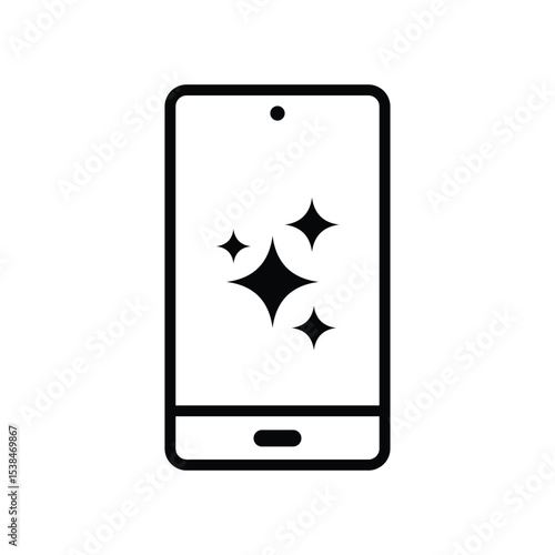 Phone icon with AI, artificial intelligence button icon