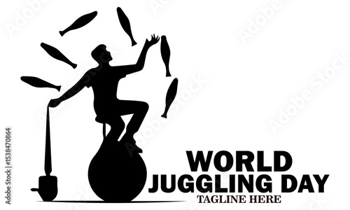 World juggling day icon. World juggling day vector illustration, world juggling day logo design. Celebration with juggler standing