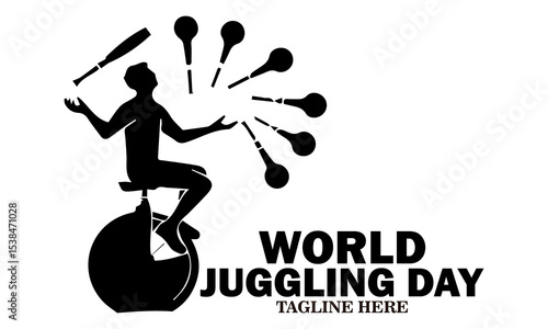 World juggling day icon. World juggling day vector illustration, world juggling day logo design. Celebration with juggler standing