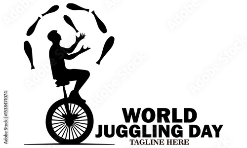 World juggling day icon. World juggling day vector illustration, world juggling day logo design. Celebration with juggler standing