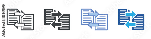 Data Transfer icon set multiple style collection