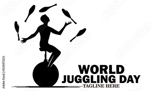 World juggling day icon. World juggling day vector illustration, world juggling day logo design. Celebration with juggler standing