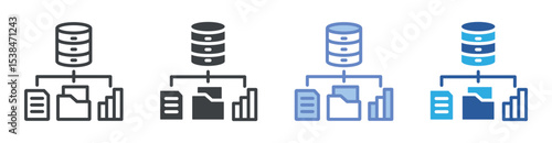 Data Storage icon set multiple style collection