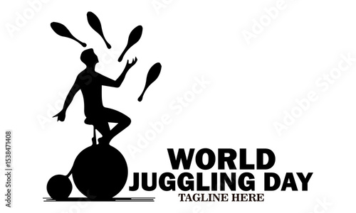 World juggling day icon. World juggling day vector illustration, world juggling day logo design. Celebration with juggler standing
