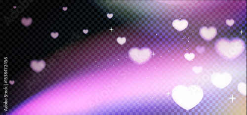 Soft heart shaped light effect with pink flares, glow, and subtle shine. Romantic overlay for Valentine’s Day, love designs, or wedding projects.