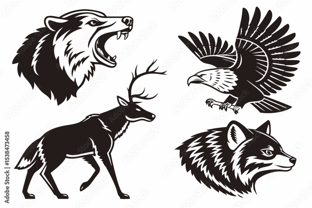 Obraz premium set of black and white dogs