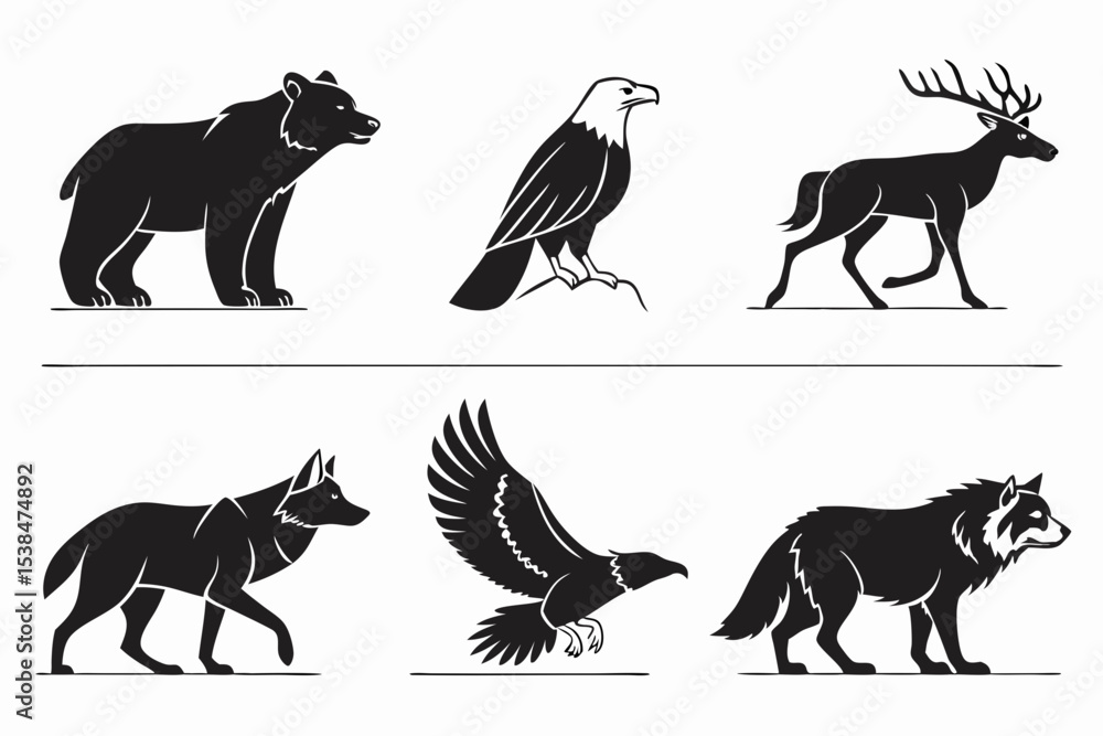 Fototapeta premium set of animals silhouettes