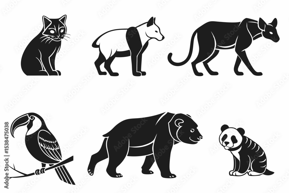 Naklejka premium set of animals silhouettes