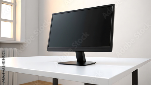 computer monitor on white table