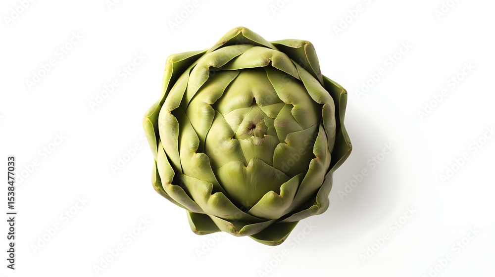Obraz premium Fresh Organic Artichoke: Top View Nutritious Food Photography for Healthy Eating and Sustainable Cooking Recipes