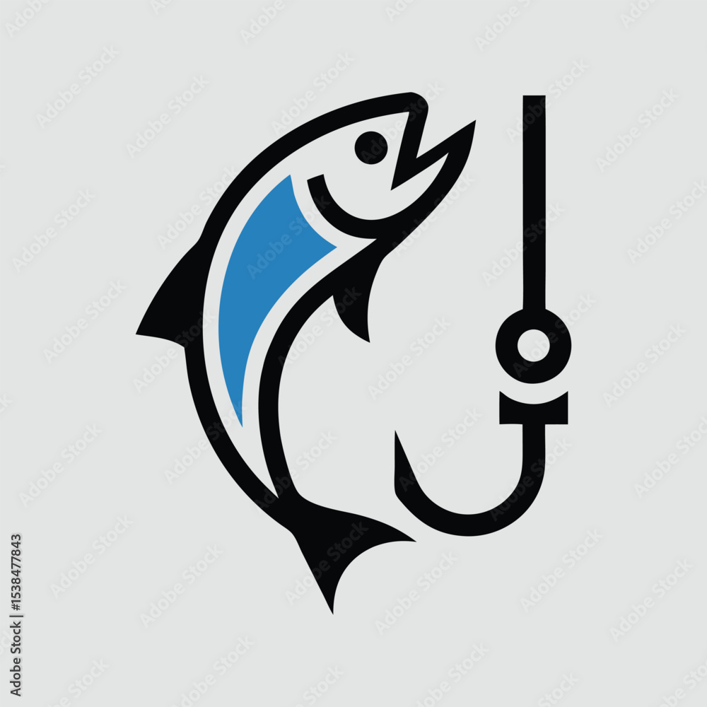Obraz premium hooking fish vector art logo