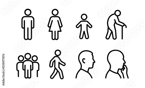Simple icon set representing different stages and aspects of human life vector illustration