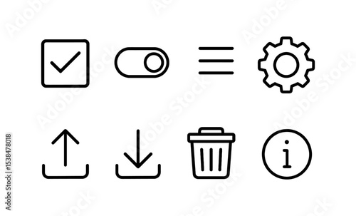 Simple line icons set for user interface design and web applications vector illustration
