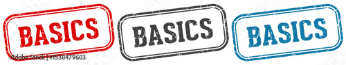 basics stamp. basics rectangular stamp set isolated on white background