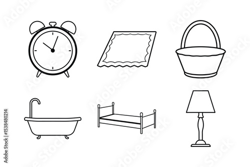Alarm Clock and Bedroom Items Vector Collection