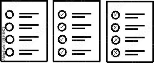 three line art documents with different markings on each document