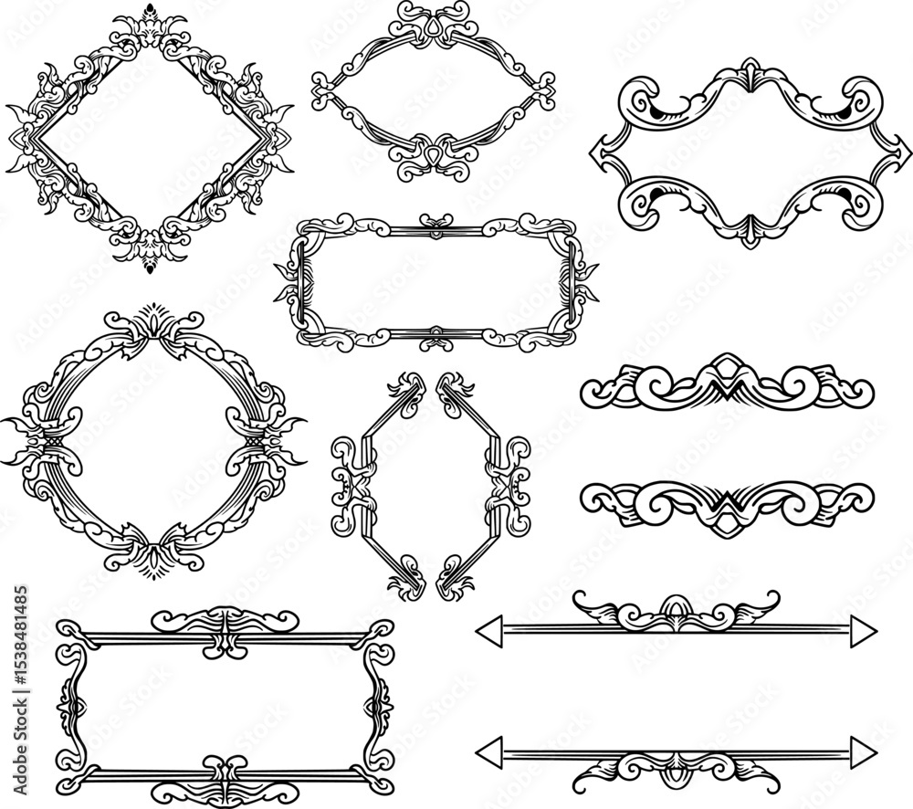 Fototapeta premium Vintage luxury bundle with various styles and shapes