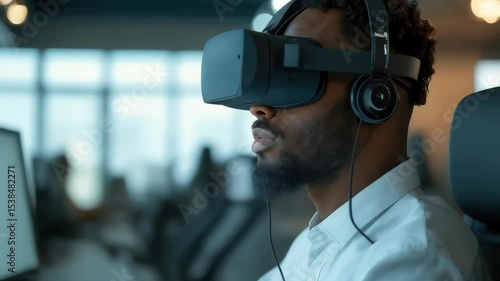 Customer service representative engages with virtual reality tools for effective training