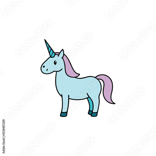 Unicorn with Sparkly Magical Horn Illustration
