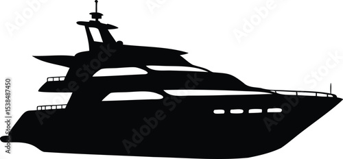 Luxurious yacht silhouette on a white background showcasing elegant marine design
