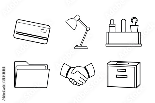 Credit Card Desk Lamp and Office Icons