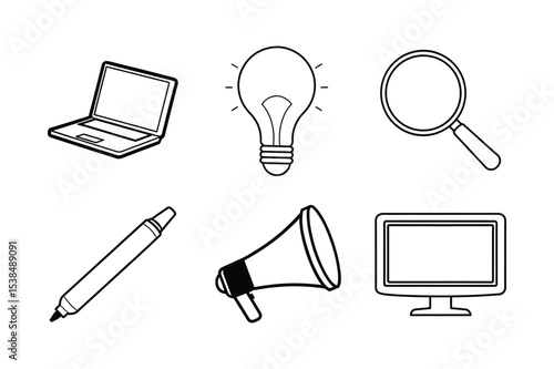 Laptop and Technology Icons for Business Use