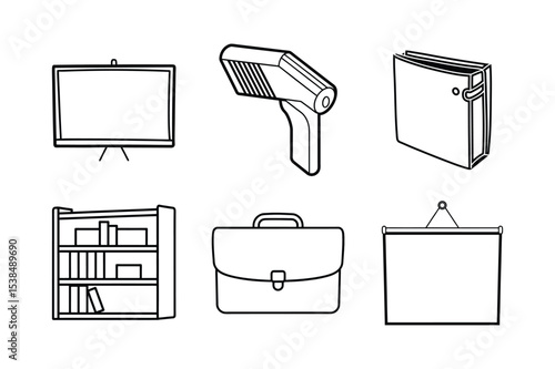 Essential Office Equipment Icons Vector