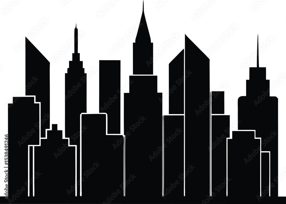 Obraz premium Vector silhouette of a minimalist city skyline design