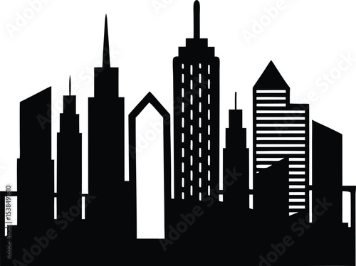 Modern city silhouette with architectural towers and clean skyline