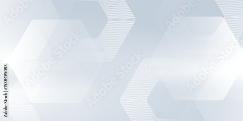 Abstract white and grey hexagonal pattern background design. Modern simple overlapping hexagon geometric element with molecular structures. Medical science technology concept. eps10