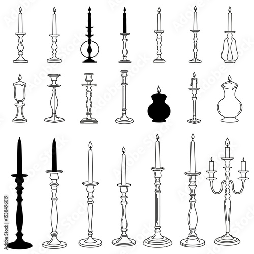 Flat icon of wax candles with flame isolated on white background.