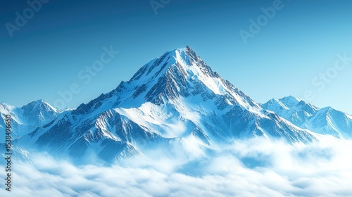Wallpaper Mural Majestic snow-capped mountain peak rising above a sea of clouds Torontodigital.ca