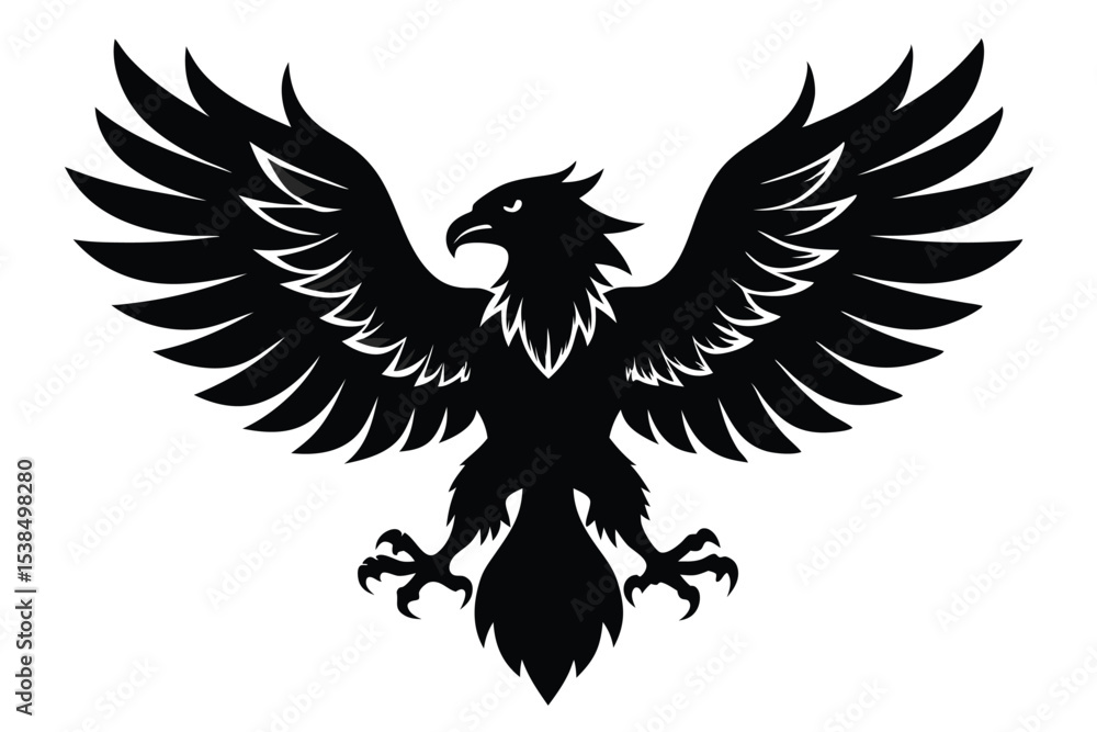 Obraz premium A majestic eagle spreads its impressive wings in a bold and striking black silhouette