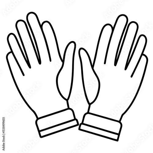 Sterile Gloves Line Art Vector
