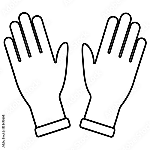 Sterile Gloves Line Art Vector