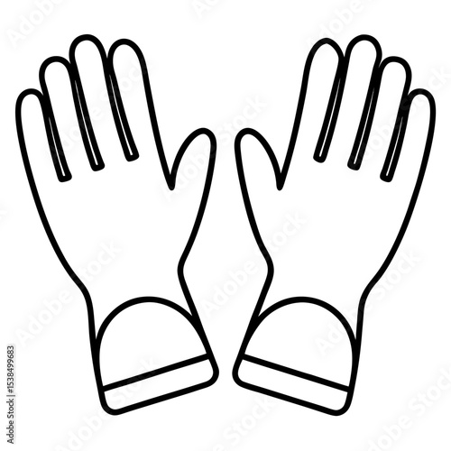 Sterile Gloves Line Art Vector